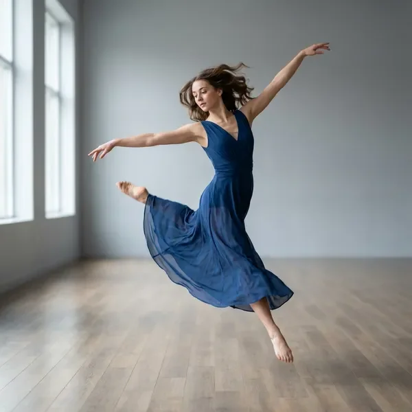 רקדנית במהלך קפיצה דינמית