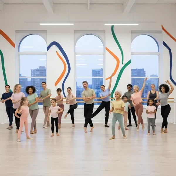 קבוצת רקדנים מגוונת באולפן